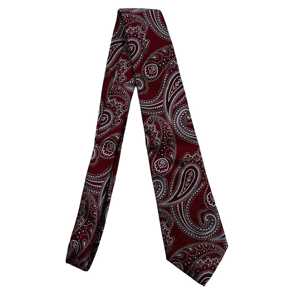 16-29(3) ARMANI COLLEZIONI 100% Silk Paisley Motif Tie Red 58"x3"